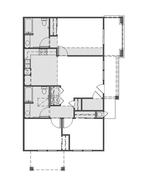 Floor plan for 3 beds, 2 baths, 1114 sqft